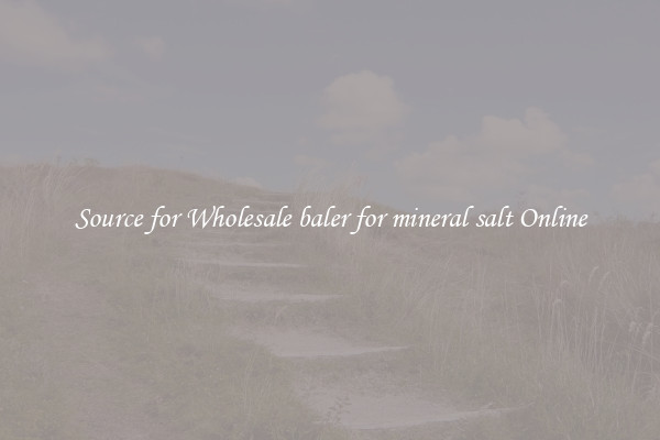 Source for Wholesale baler for mineral salt Online