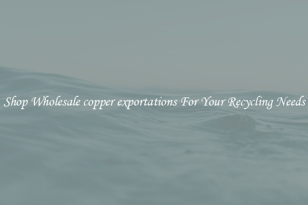 Shop Wholesale copper exportations For Your Recycling Needs