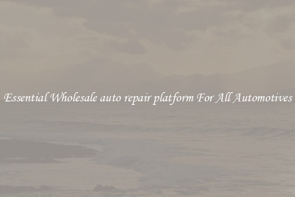 Essential Wholesale auto repair platform For All Automotives